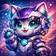 A vibrant, colorful abstract illustration of an animal avatar, suitable for a profile picture, embodying friendly and creativ